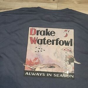 Drake Waterfowl Sysyem Shirt‎ Adult XXL Blue Crewneck Short Sleeve Tee NWT